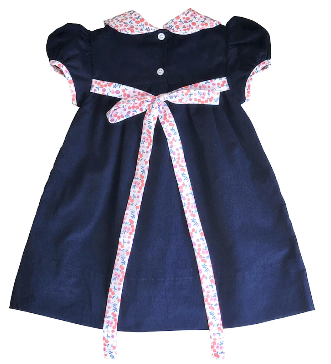 Navy Blue Corduroy Cherries Girl's Float Dress