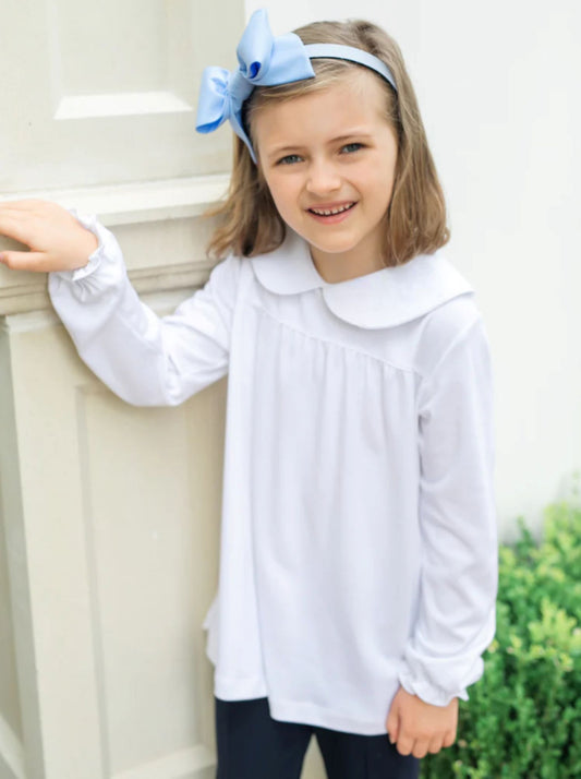 Morgan Girls Long Sleeve Peter Pan Shirt