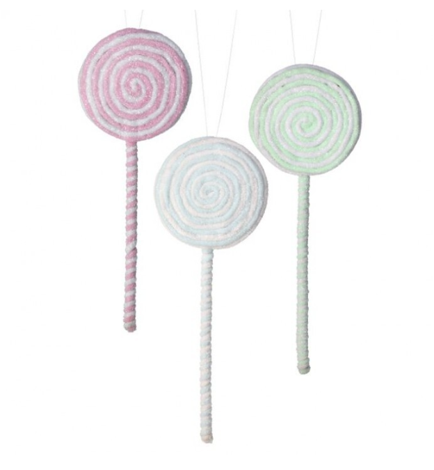 Ornament, Frosted Pastel Lollipop (sold individually)