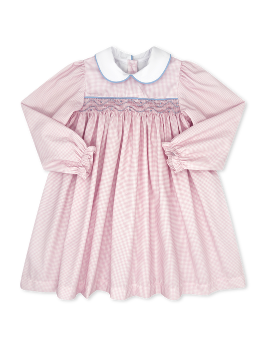 Michelle Dress Long Sleeve, Classic Pink Minigingham