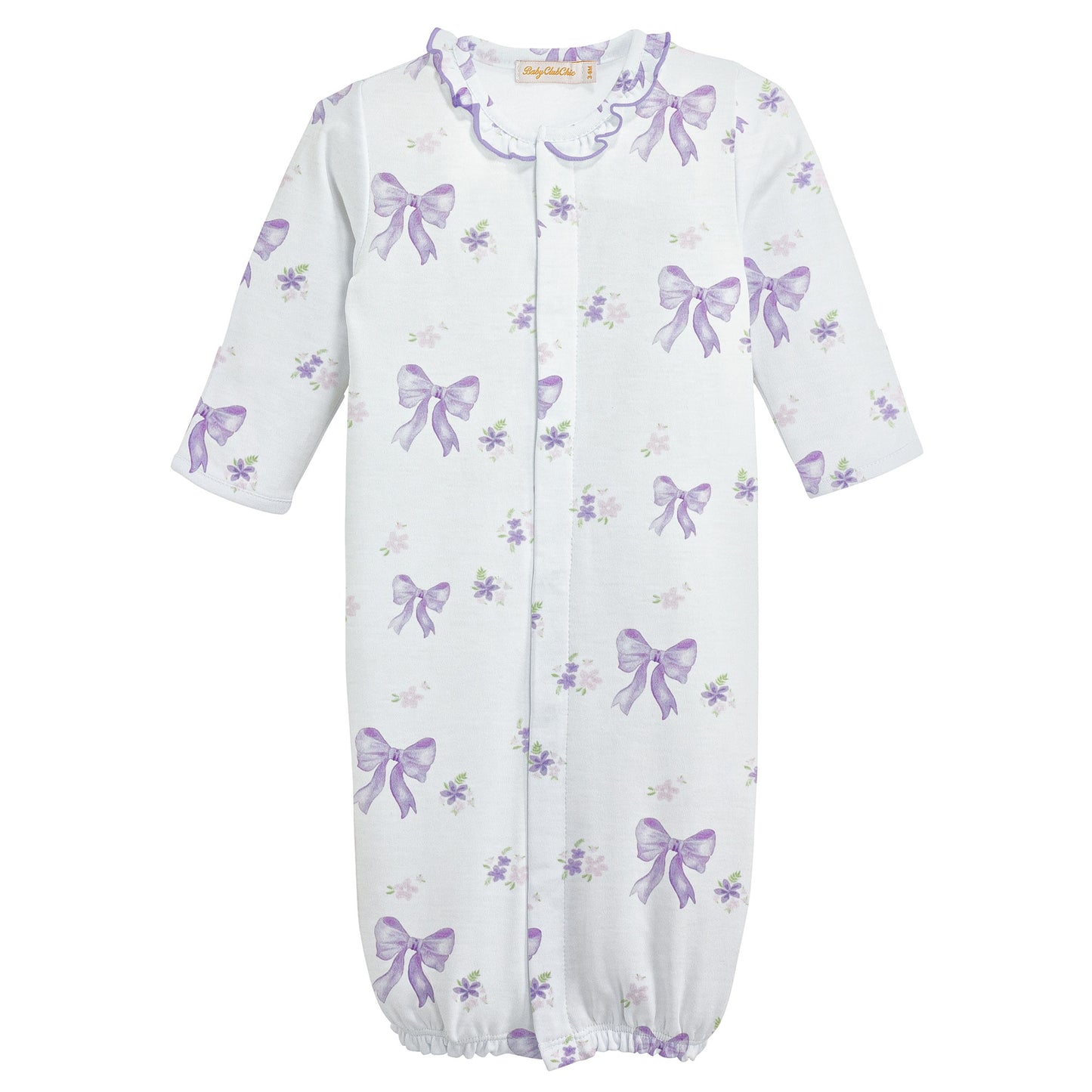 Lavender Bows Converter Gown with Ruffle Neck