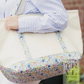 Maxi Tote, Coated Canvas Natural with Posies Trim