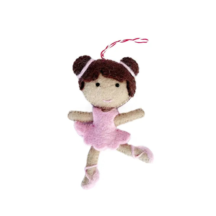 Ornament, Ballerina Felt Wool - Brown Hair Light Skin