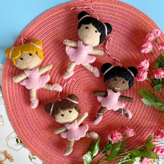 Ornament, Ballerina Felt Wool - Brown Hair