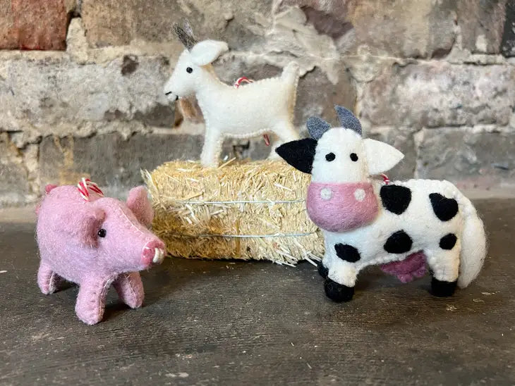 Ornament, Farm Animal Felt Wool (sold individually)