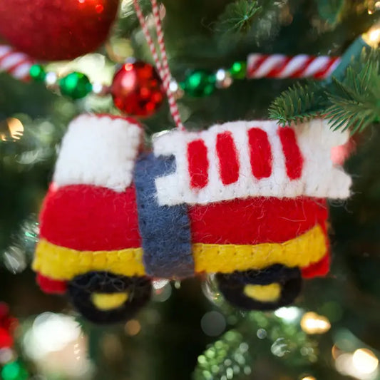 Ornament, Firetruck Felt Wool