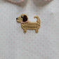 Girl's Short Sleeve Collared Pink Dot Crochet Puppy Romper