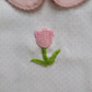 Girl's Short Sleeve Pink Collared Crochet Tulip Pink Dot Romper
