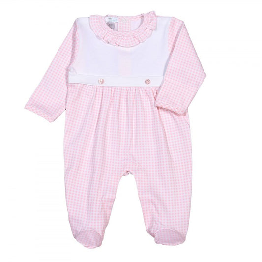 Olivia Pink Gingham 2 Button Footie
