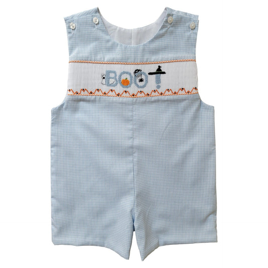 Boy's Boo Smocked Blue Gingham Shortall