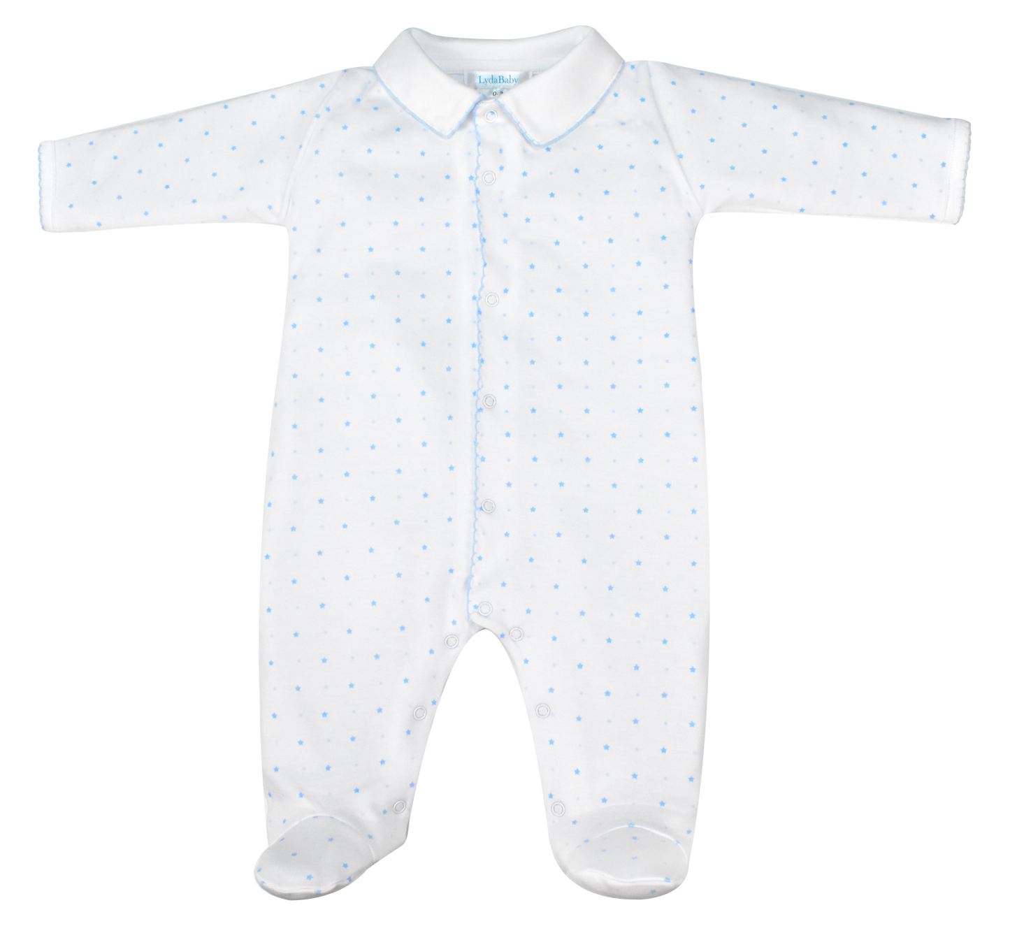Boy Lovely Dots Blue Stars Collared Footie