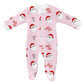 Girl's Jolly Santa Pink Zipper Footie