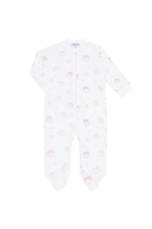 Pink Pumpkin Patch Zipper Footie