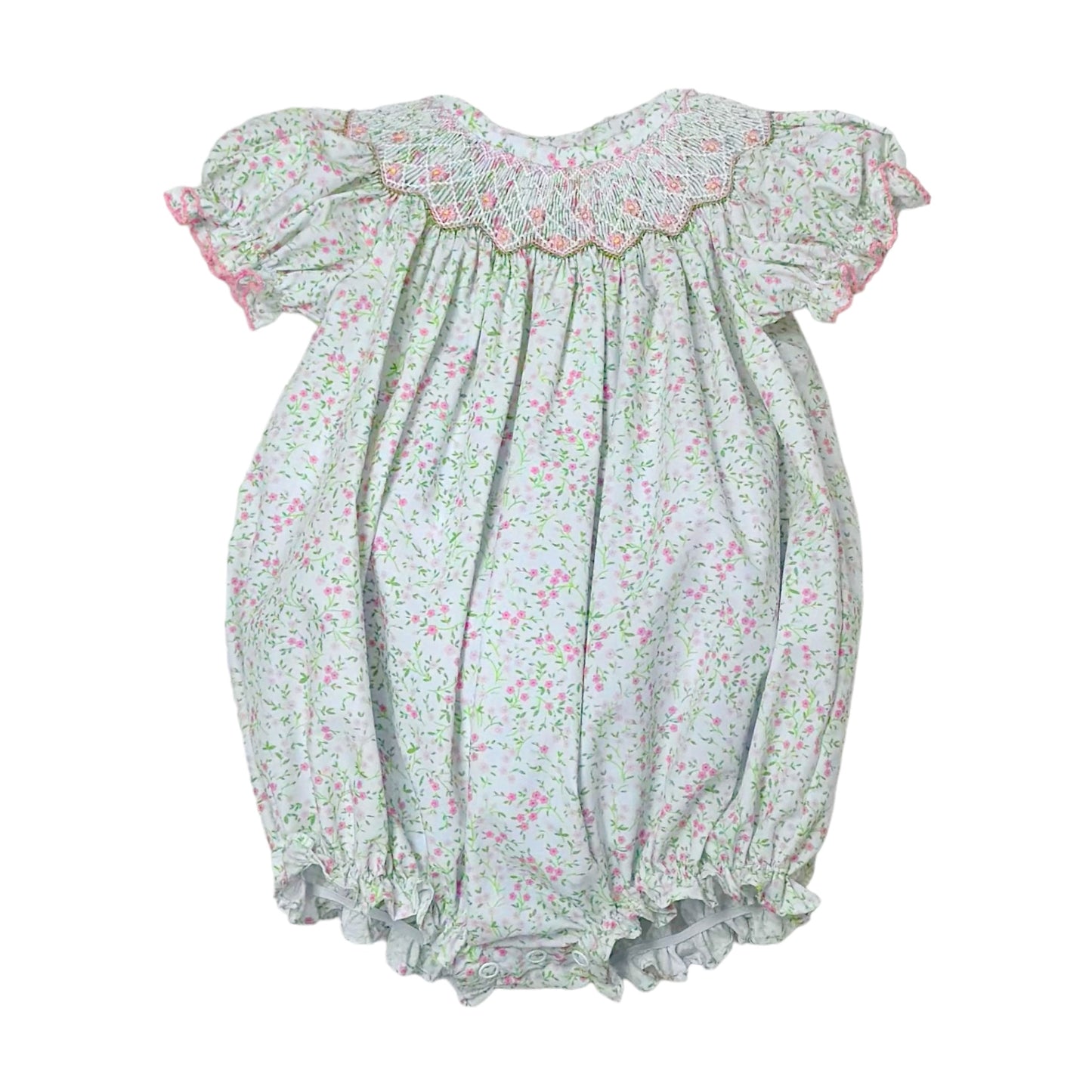 Pink Flowers Bishop Smocked Bentley Bubble