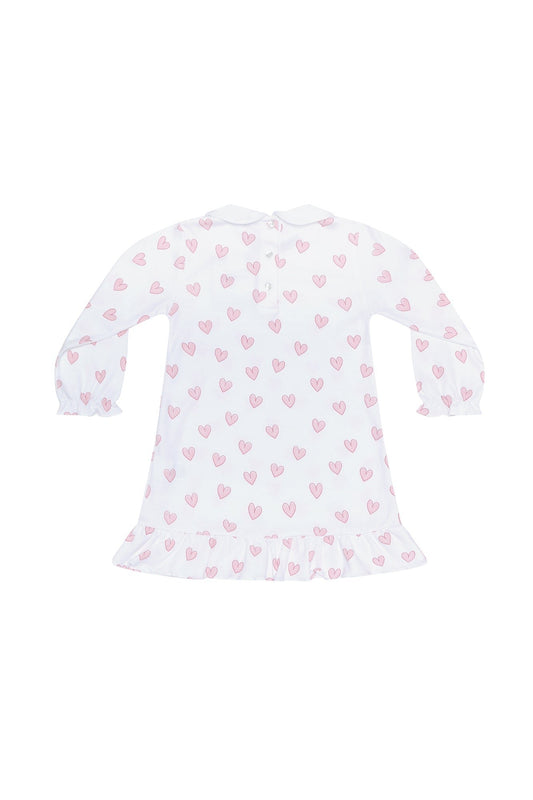 Pink Heart Print Long Sleeve Playtime Dress