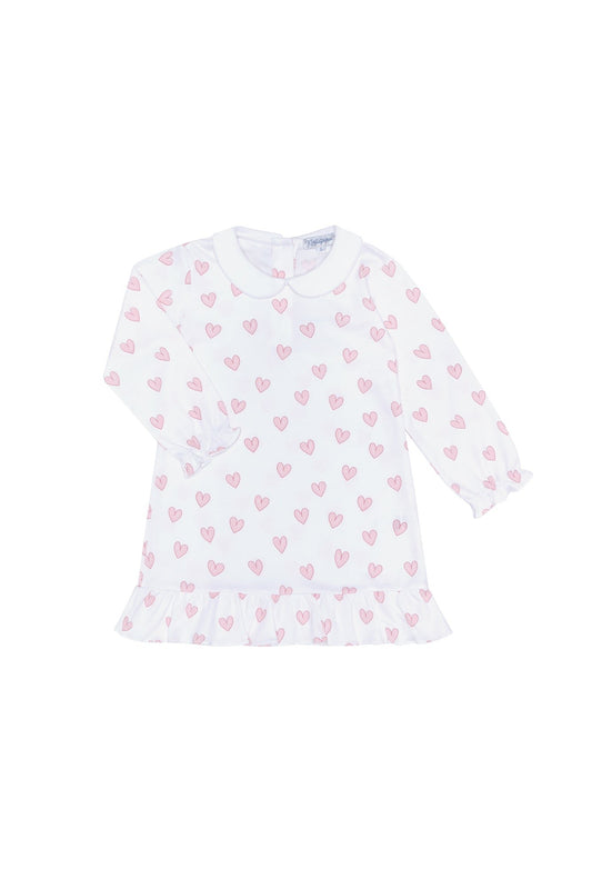 Pink Heart Print Long Sleeve Playtime Dress