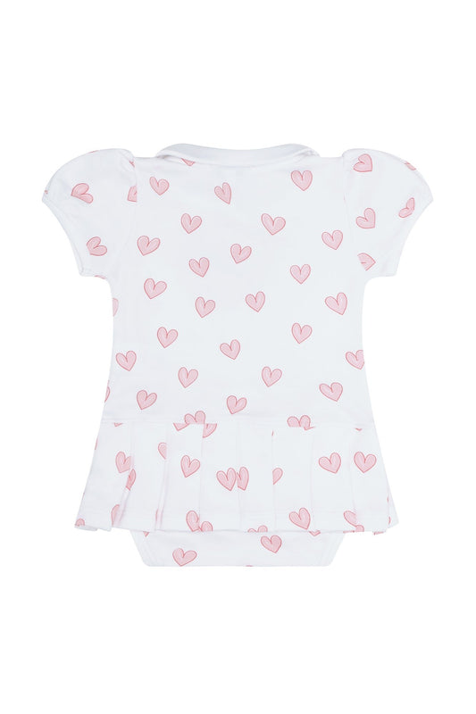 Pink Heart Print Onesie Dress