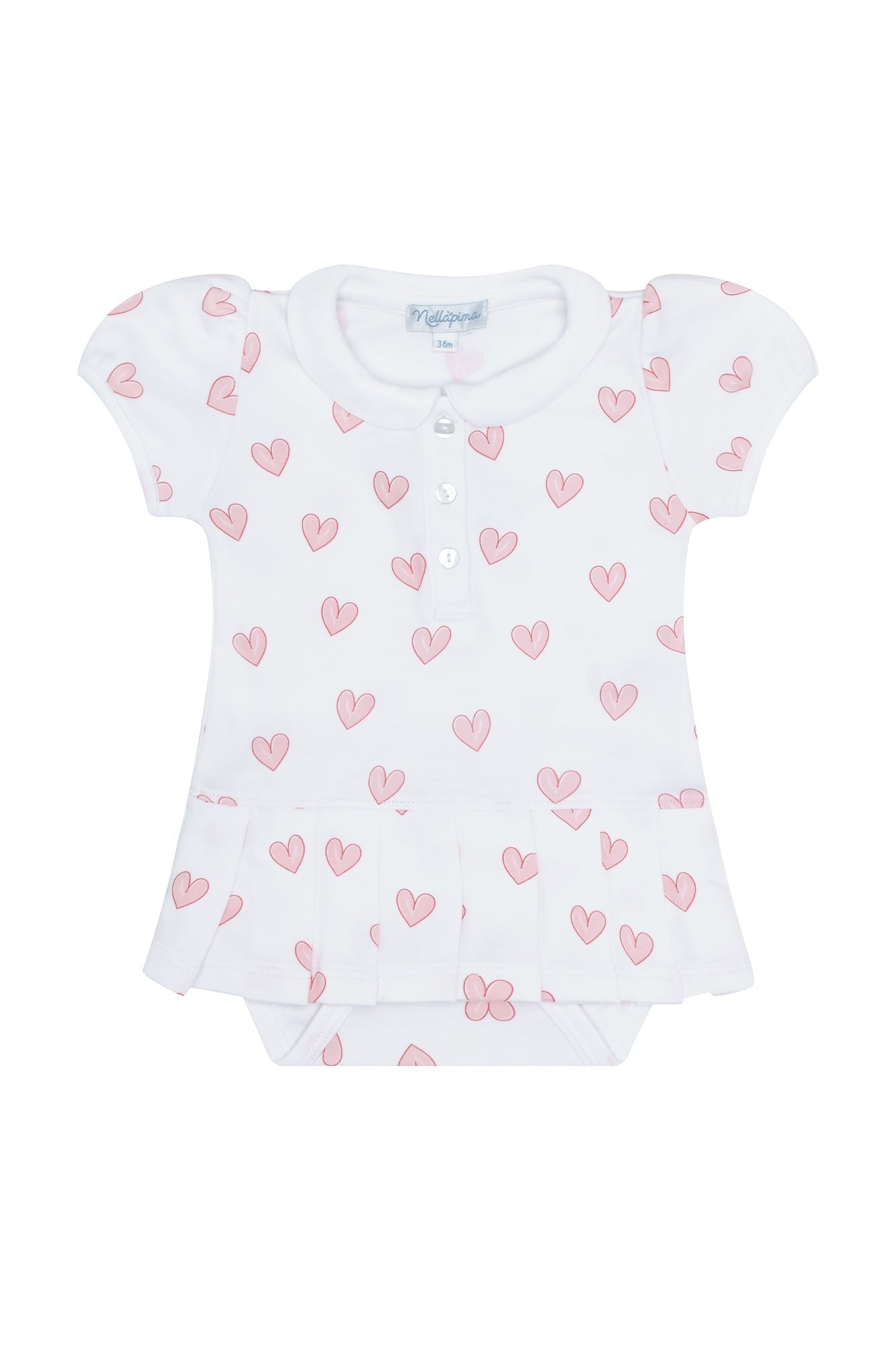 Pink Heart Print Onesie Dress