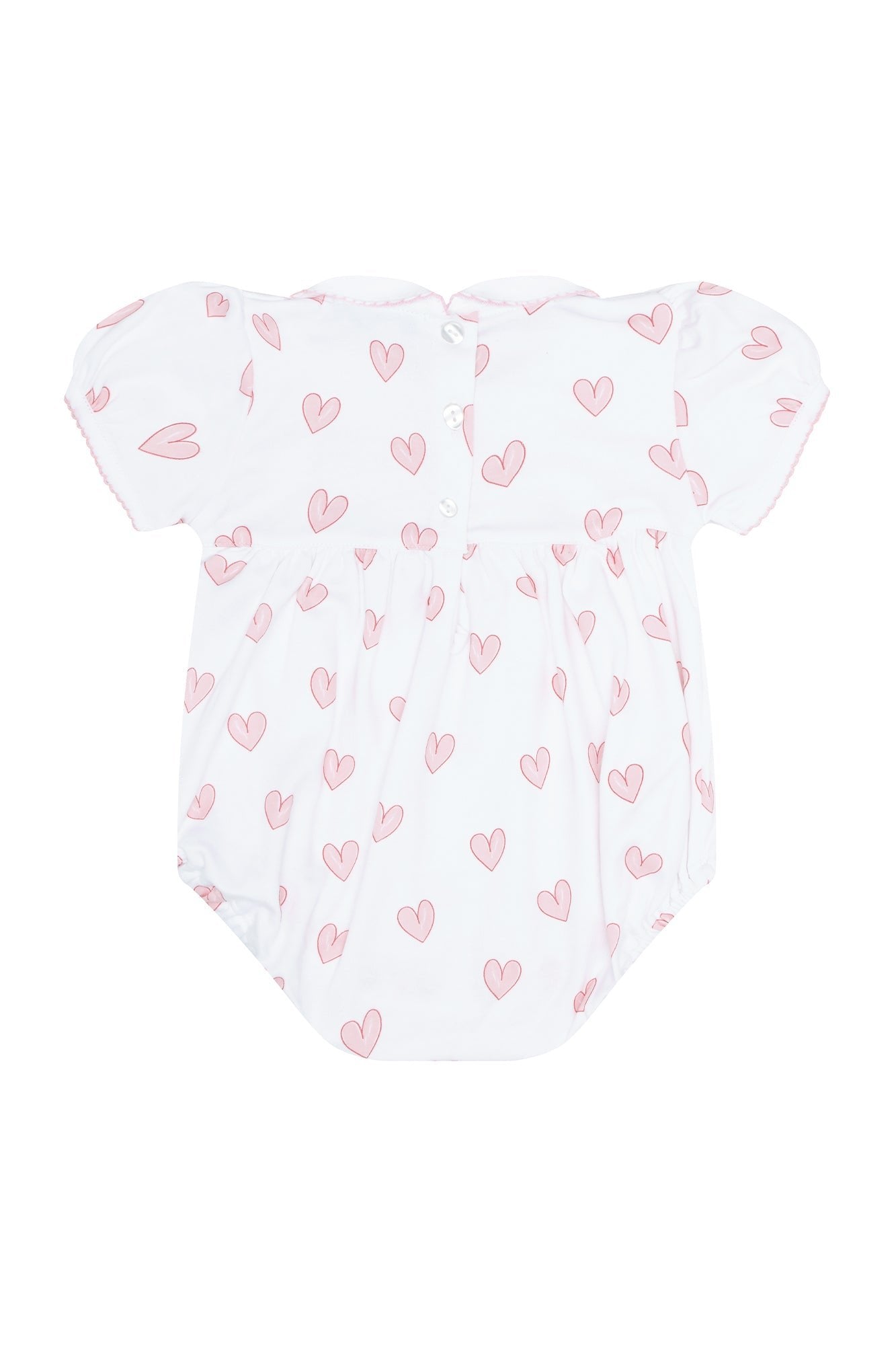 Pink Heart Print Smocked Bubble