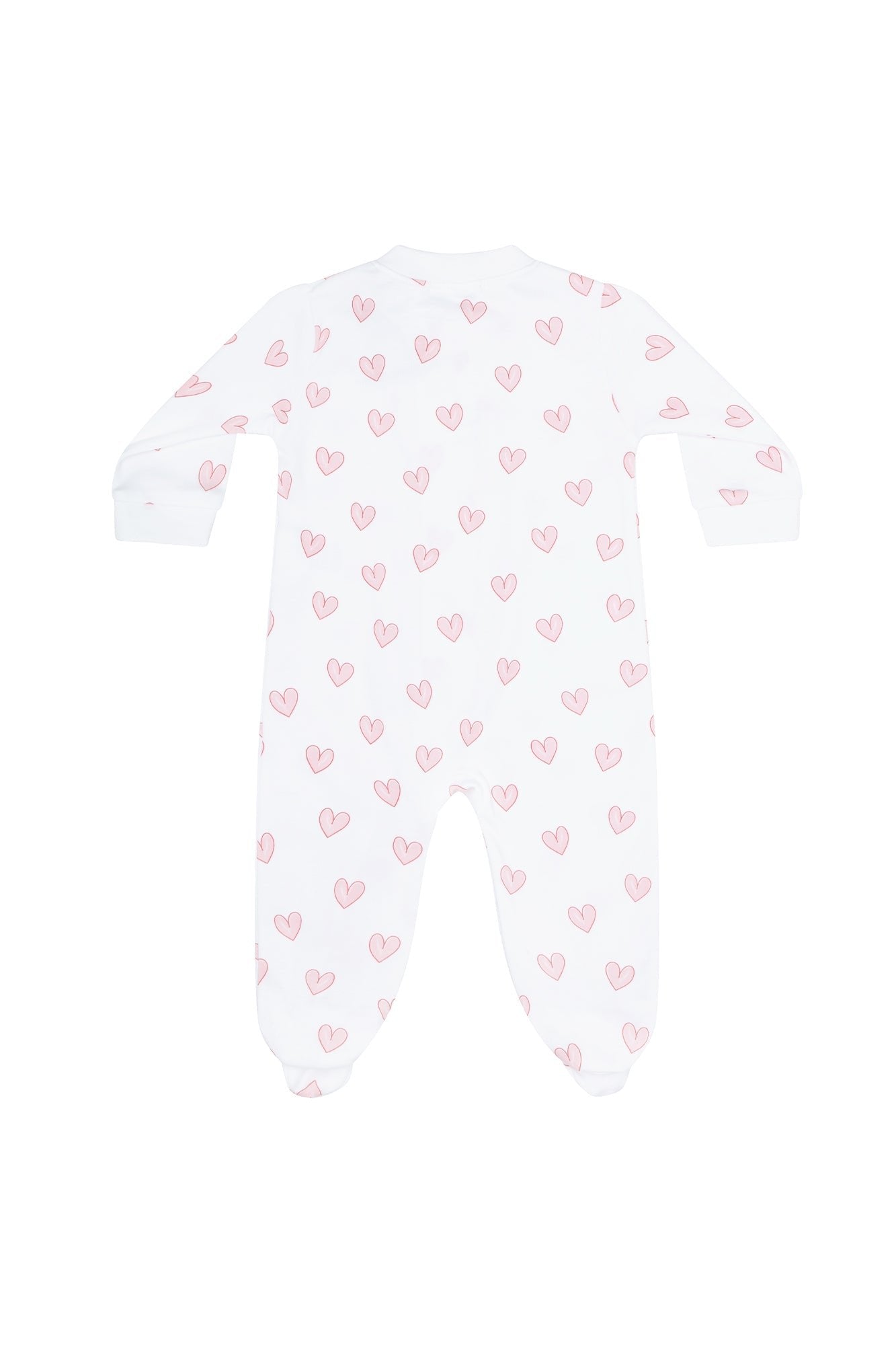 Pink Heart Print Zipper Footie