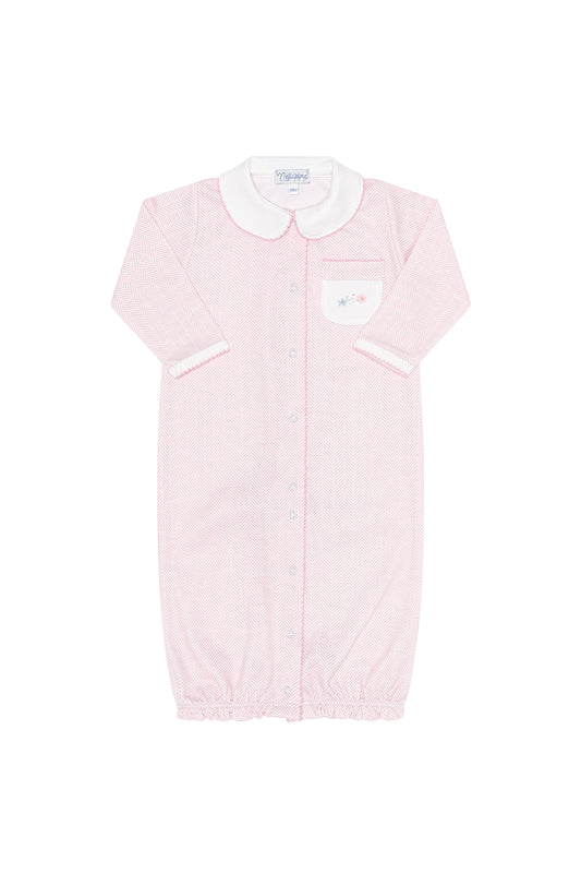 Pink Herringbone Embroidered Converter Gown