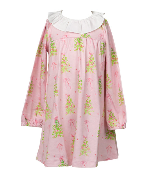 Pink Tinsel Long Sleeve Girl Dress