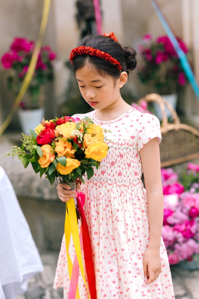 Poppy Pink Floral Short Sleeve Smocked Dress