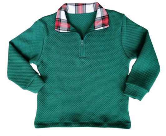 Quilted Green Holiday Pima Boy's Pullover