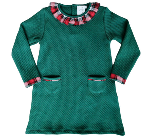Quilted Pima Green Holiday Dress