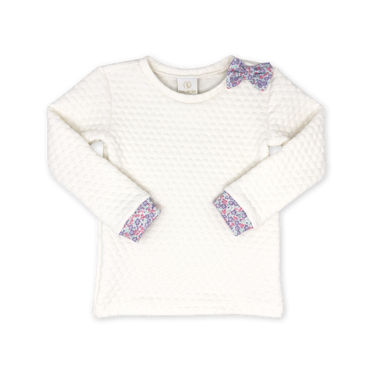 Quilted White & Sweet Pea Floral Sweatshirt & Lavender Legging Set