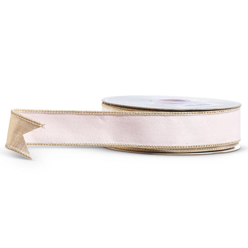 Pale Pink & Gold Ribbon, 1.5"