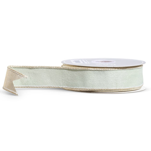 Sage Green & Gold Ribbon, 1.5"