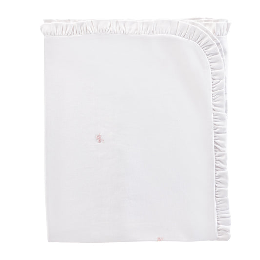 Embroidered Ruffled Receiving Blanket, Little Bows
