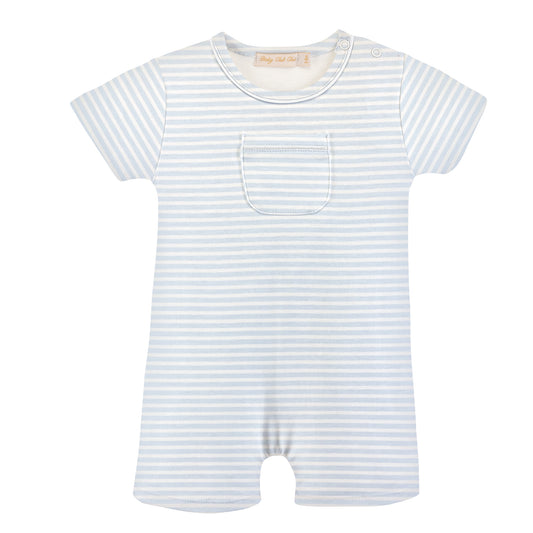 Light Blue Stripes Romper w/ Pocket