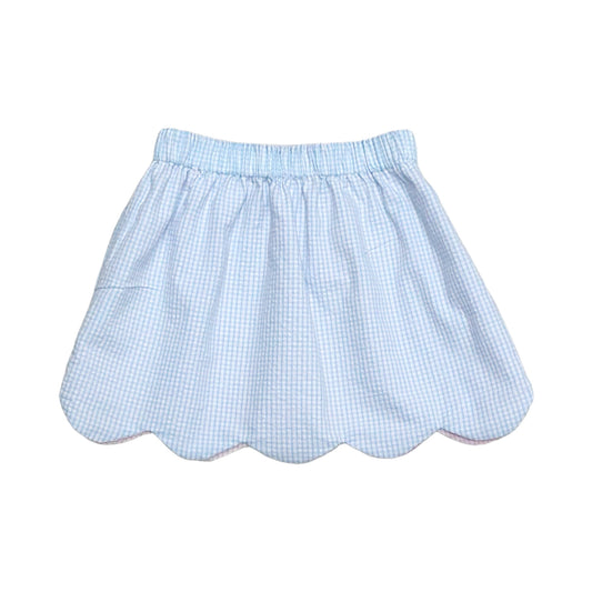 Reversible Kendall Skirt, Mini Seersucker Lt Blue or Pink