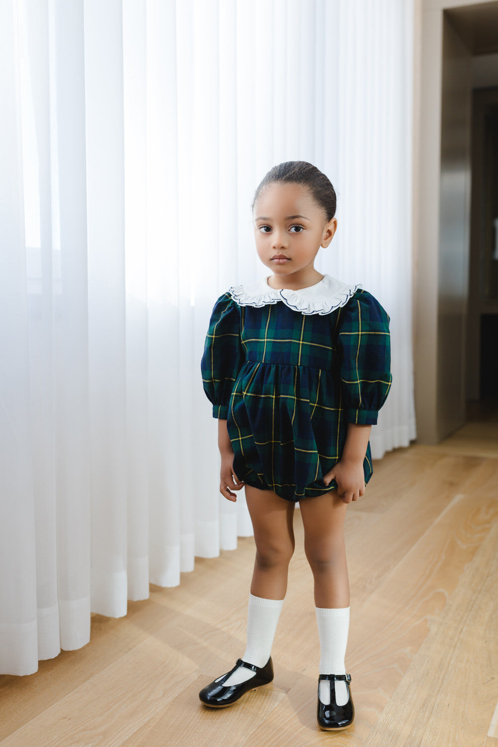 Navy Tartan Bubble Romper