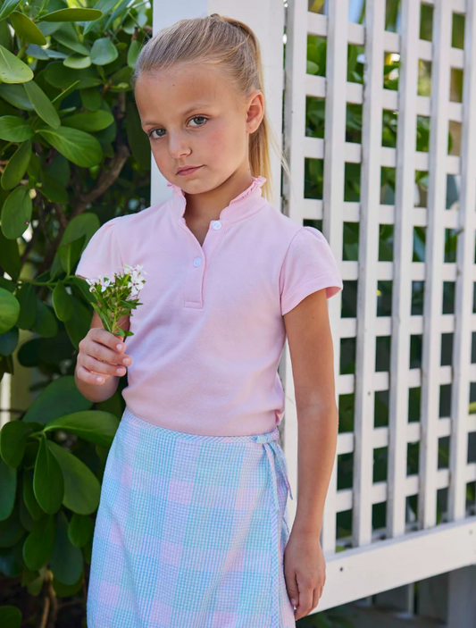 Girl's Short Sleeve Hastings Polo, Light Pink