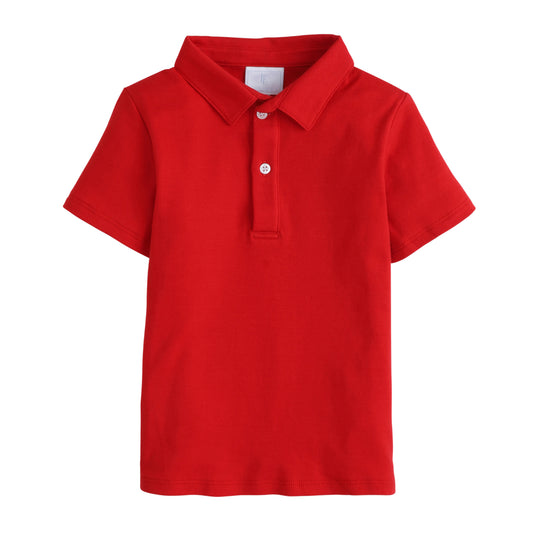 Short Sleeve Solid Polo Shirt, Red