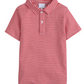 Short Sleeve Striped Polo Shirt, Red Stripe