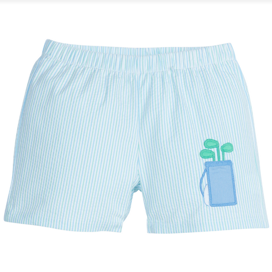 Golf Applique Aqua Stripe Basic Shorts