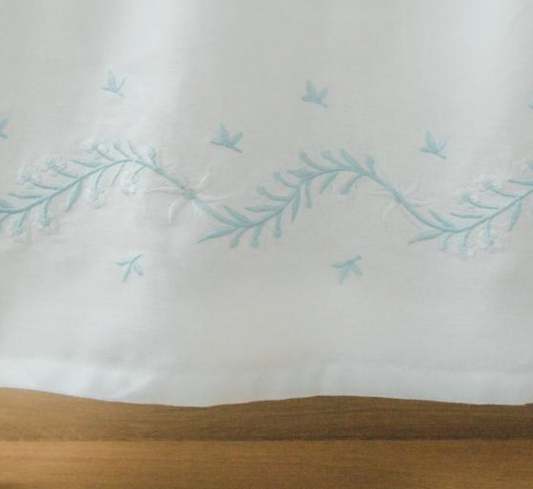 Embroidered Crib Skirt, Sky Blue