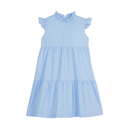 Tiered Charleston Dress, Light Blue Pique