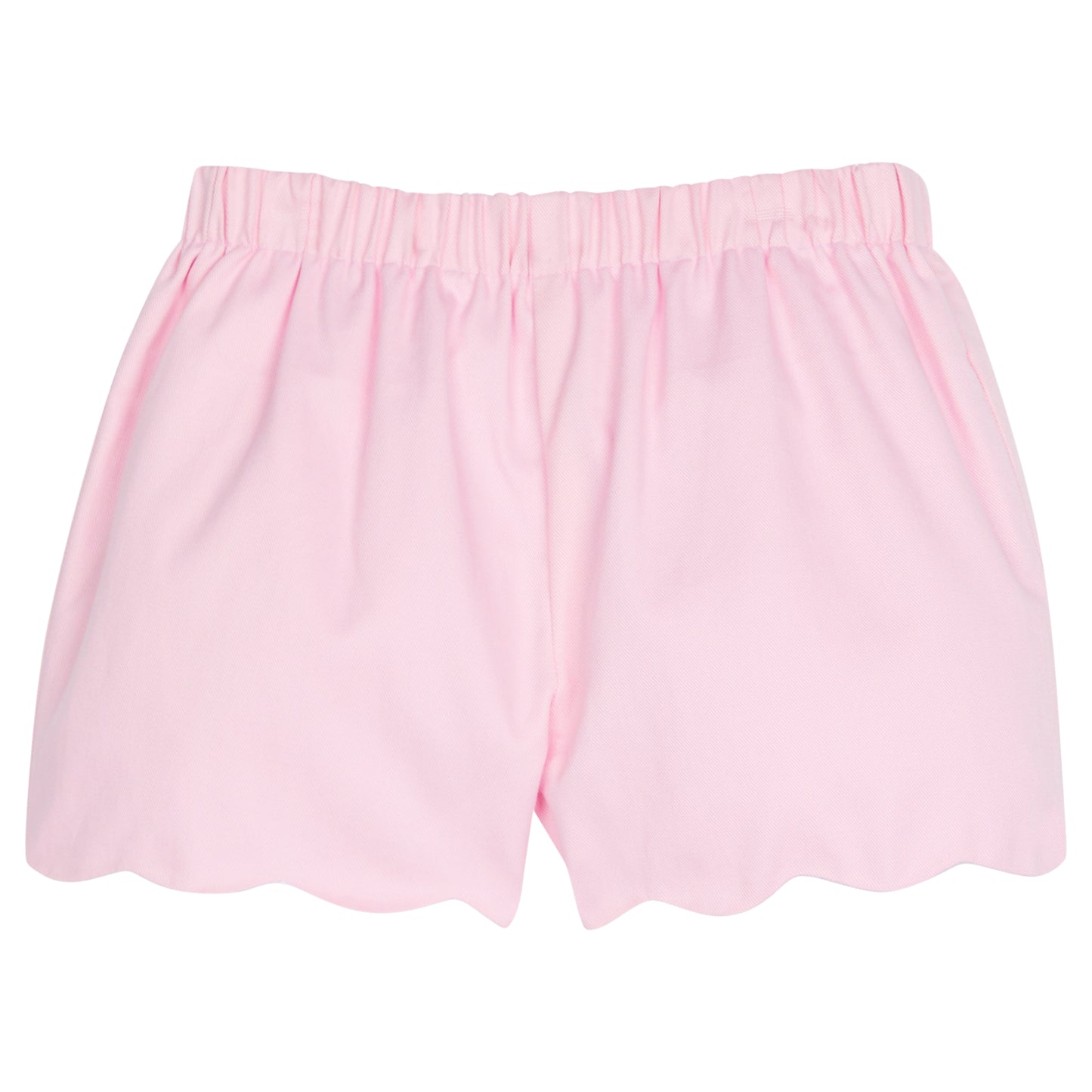 Girl's Scallop Shorts, Light Pink Twill