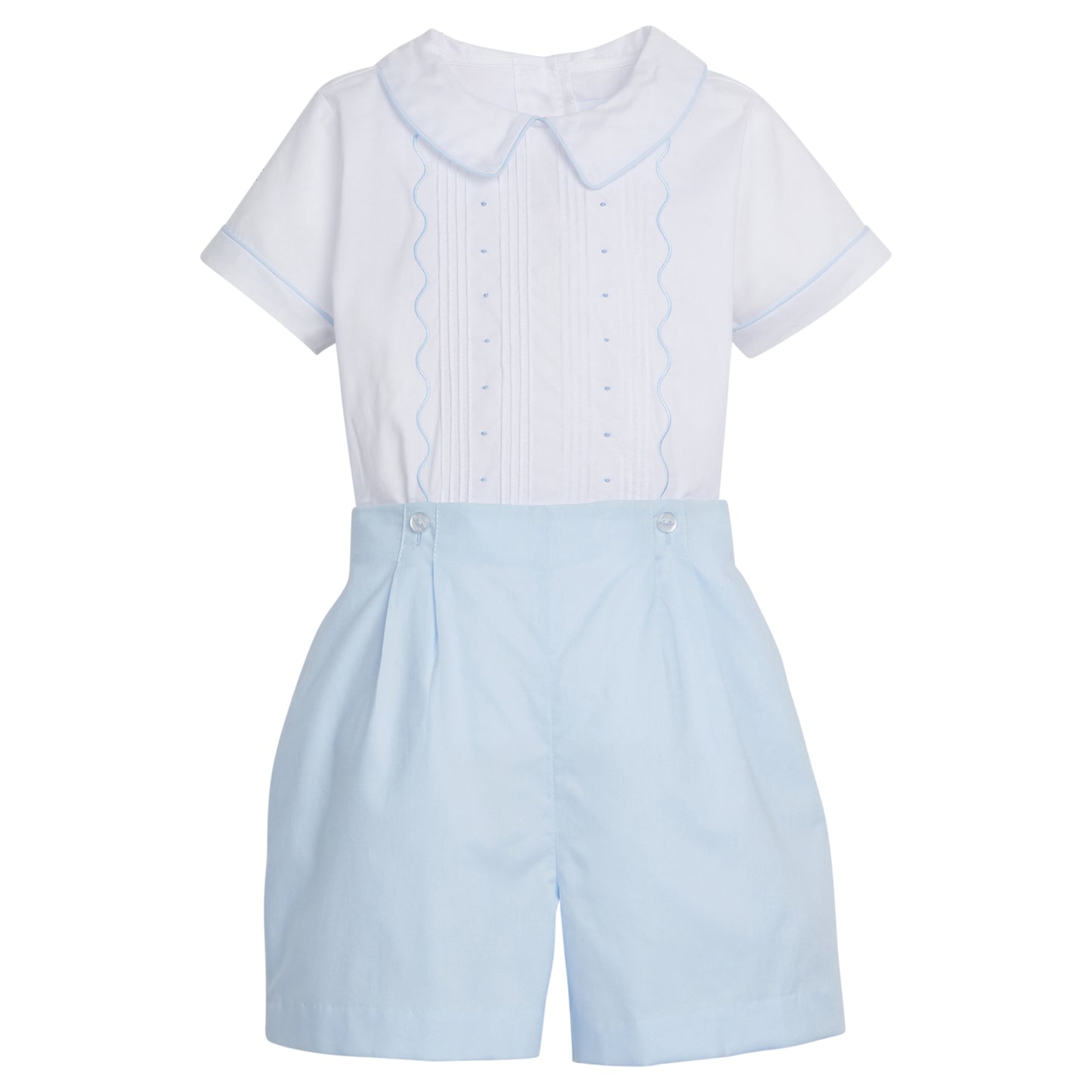 Francis Button On Short Set, Light Blue