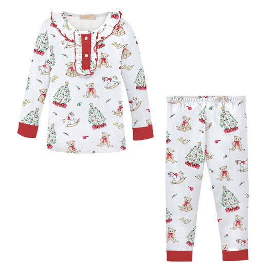 Ruffled Printed Pajamas, Holiday Time