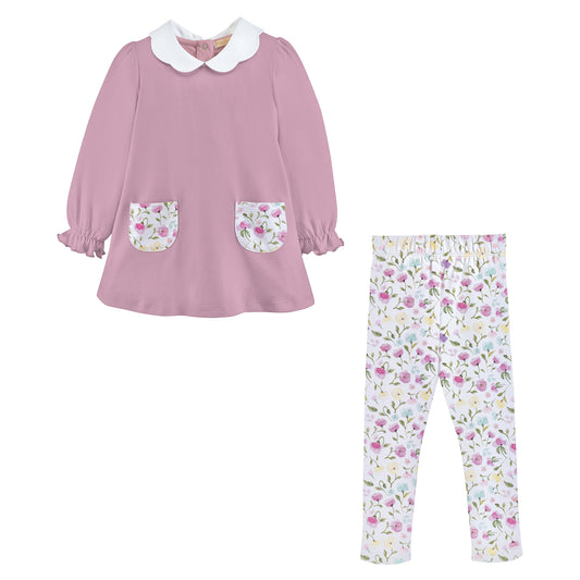 Printed Legging Set, Pastel Blooms