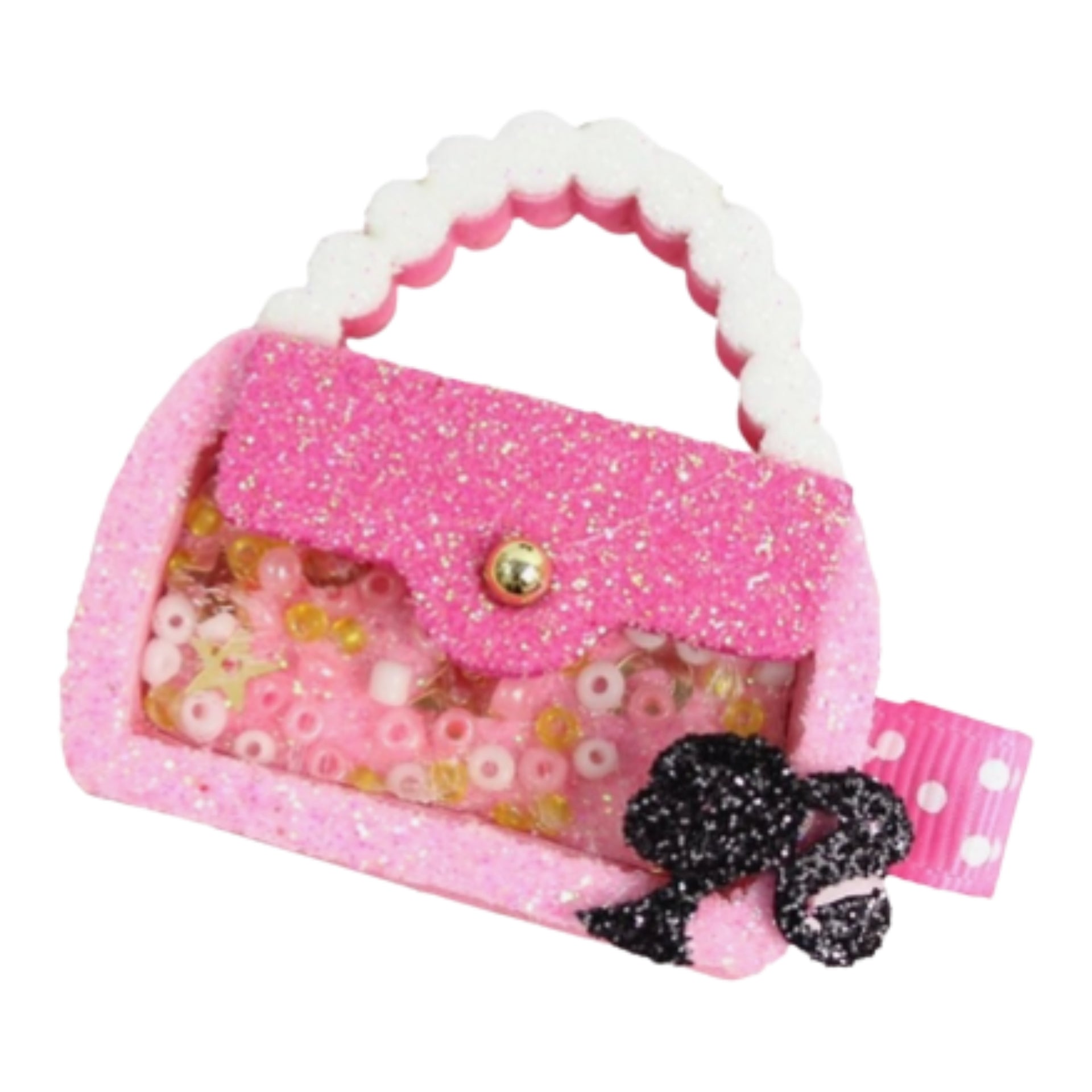 Hot Pink Purse Glitter Shaker Hair Clip Baby Braithwaite