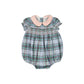 Sherazade Green & Pink Tartan Smocked Bubble