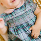 Sherazade Green & Pink Tartan Smocked Bubble