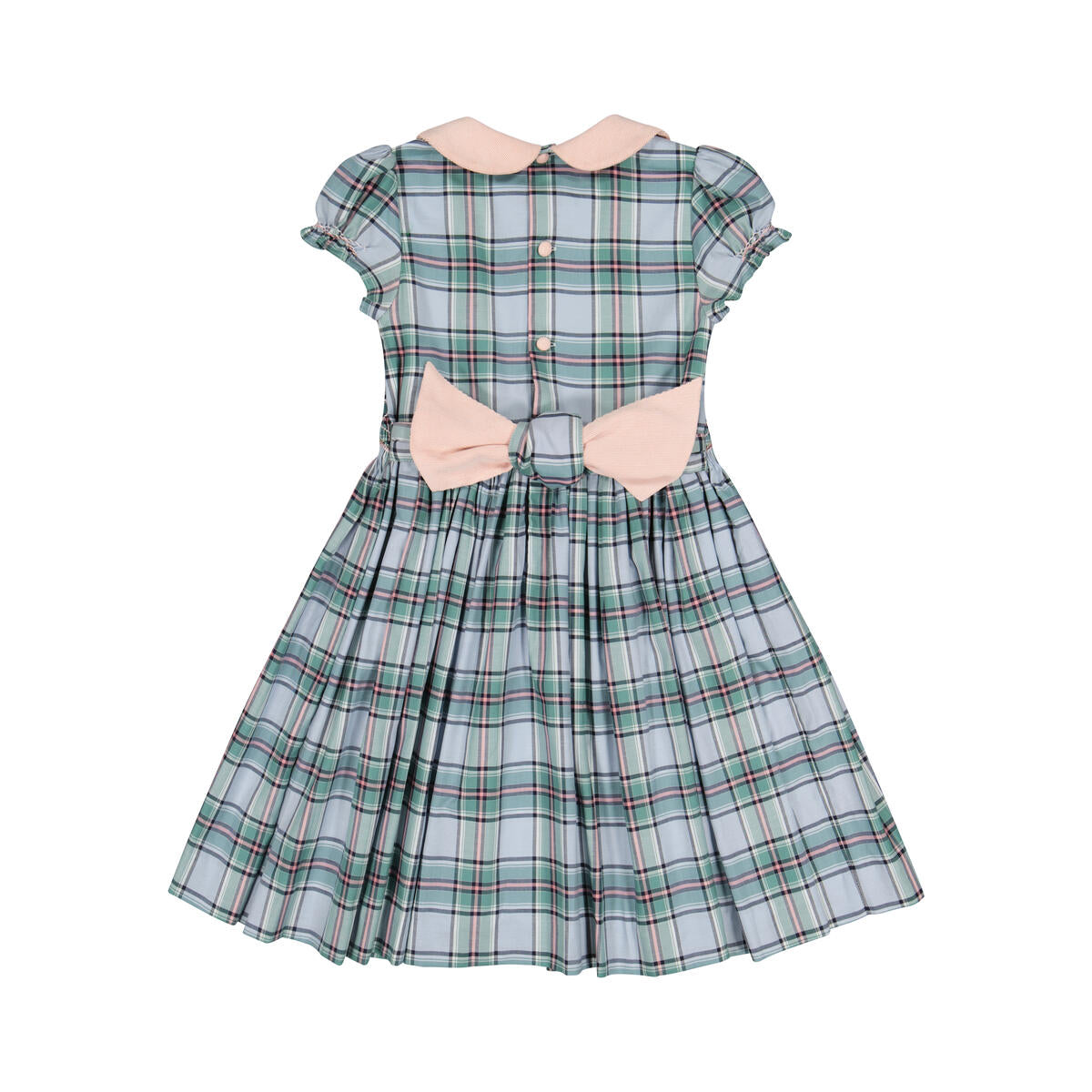 Sherazade Green & Pink Tartan Smocked Dress